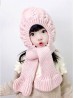  Kids Fashion Knitted Hat with Attached Scarf 